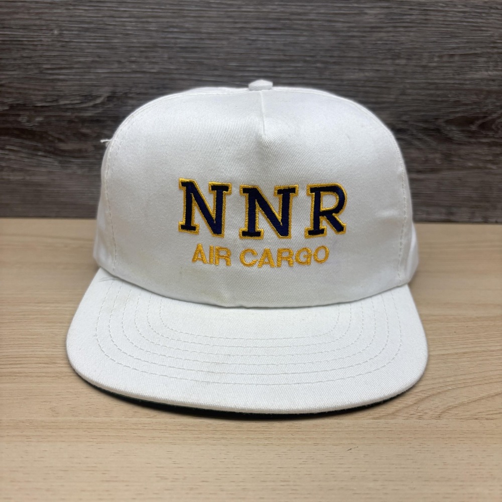 Vintage NNR Air Cargo Hat Cap Snap Back Mens One Size White Airline USA Baseball